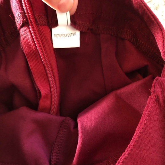 Burgundy Wine High Waist Paperbag Bow Tie Pants - Picture 11 of 11